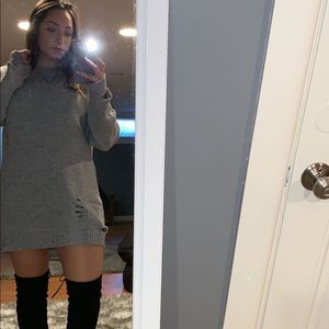 Distressed sweater dress